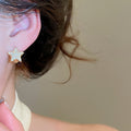 14K Gold Plated Copper Zircon Five Point Star Earrings For Women Minimalist Luxury Style view 4