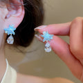 Minimalist Star Zircon Teardrop Faux Pearl Silver Needle Stud Earrings For Women view 1