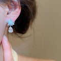 Minimalist Star Zircon Teardrop Faux Pearl Silver Needle Stud Earrings For Women view 3