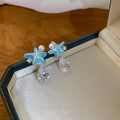 Minimalist Star Zircon Teardrop Faux Pearl Silver Needle Stud Earrings For Women view 4
