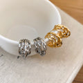 18K Gold Plated Metal Multilayer C Shape Stud Earrings With Silver Posts Minimalist Modern Jewelry view 2