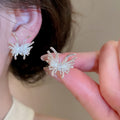 Copper Zircon Firework Butterfly Stud Earrings Elegant Minimalist Office Style Jewelry view 1