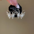 Copper Zircon Firework Butterfly Stud Earrings Elegant Minimalist Office Style Jewelry view 4