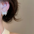 Copper Zircon Firework Butterfly Stud Earrings Elegant Minimalist Office Style Jewelry view 3