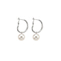 Coffee Beige Faux Pearl Oval Geometric Hoop Earrings For Women, Minimalist Chic Daily Fashion Jewelry view 5