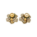 Vintage Floral Faux Pearl Rhinestone Stud Earrings With Silver Needle For Women view 5