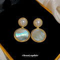 14K Gold Plated Silver Pin Round Faux Pearl Stud Earrings For Women Minimalist Modern Elegant Jewelry view 4