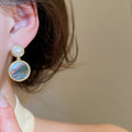 14K Gold Plated Silver Pin Round Faux Pearl Stud Earrings For Women Minimalist Modern Elegant Jewelry view 3