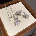 Light Luxury Copper Zircon Horse Earrings And Necklace Jewelry Set For Elegant Sweet Style view 3