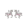 Light Luxury Copper Zircon Horse Earrings And Necklace Jewelry Set For Elegant Sweet Style view 5