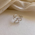 Minimalist Silver Tone Copper Bow Open Ring Modern Adjustable Index Finger Jewelry view 2