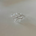 Minimalist Silver Tone Copper Bow Open Ring Modern Adjustable Index Finger Jewelry view 4