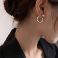 Minimalist Korean Japanese Geometric C Shape Copper Stud Earrings For Women view 1