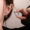 Minimalist Korean Japanese Geometric C Shape Copper Stud Earrings For Women view 3