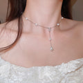 French Zircon Gourd Faux Pearl Necklace Minimalist Old Money Geometric Clavicle Choker view 3