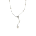 French Zircon Gourd Faux Pearl Necklace Minimalist Old Money Geometric Clavicle Choker view 5