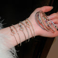 Light Luxury Copper Zircon Geometric Double Layer Heart Bangle For Women view 1