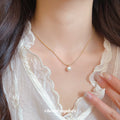 18K Gold Plated Zircon Faux Pearl Double Layer Necklace Old Money Geometric Round Choker view 3