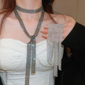Rhinestone Layered Copper Sweater Necklace Geometric Round Light Luxury Choker For Women view 1