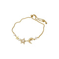 18K Gold Plated Copper Star Moon Zircon Adjustable Bangle Korean Light Luxury Jewelry view 5