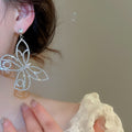 Copper Rhinestone Hollow Butterfly Stud Earrings European Court Luxury Statement Style view 4