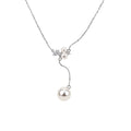 French Elegant Minimalist Geometric Zircon Faux Pearl Tassel Necklace For Women view 5