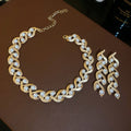 Vintage Metal Round Pearl Stud Earrings And Necklace Jewelry Set In European Geometric Style view 1