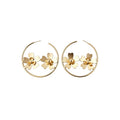 Metal Floral Round Hoop Earrings With Silver Posts, Vintage Light Luxury Statement Style view 5