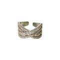 14K Gold Plated Zircon X Cross Open Ring For Women view 5