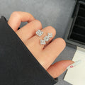 European Style Zircon Diamond Shape Open Ring For Women view 3