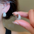 Copper Zircon Round Ear Cuff Earrings For Women Minimalist Geometric Light Luxury Daily Style view 2