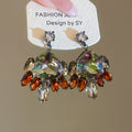 Vintage Court Style Copper Teardrop Zircon Drop Earrings With Silver Needle Posts view 1
