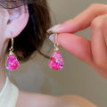 Handmade Dried Flower Resin Teardrop Drop Earrings, Elegant Niche Floral Ear Hook Jewelry view 4