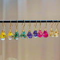 Handmade Dried Flower Resin Teardrop Drop Earrings, Elegant Niche Floral Ear Hook Jewelry view 1
