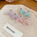 Sterling Silver Needle Seed Bead Woven Fishtail Stud Earrings Sweet Versatile Light Luxury Style view 2