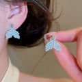 Sterling Silver Needle Seed Bead Woven Fishtail Stud Earrings Sweet Versatile Light Luxury Style view 3