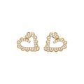 18K Gold Plated Copper Hollow Heart Zircon Stud Earrings With Silver Posts For Women view 5