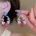 Sweet Korean Style Copper Zircon Geometric Flower Stud Earrings With Silver Posts view 4
