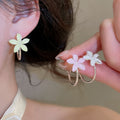 Resin Flower Hoop Earrings For Women Sweet Dopamine Style Versatile Light Luxury Jewelry view 2