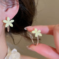Resin Flower Hoop Earrings For Women Sweet Dopamine Style Versatile Light Luxury Jewelry view 4
