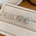 Copper Zircon Enamel Bow Stud Earrings Sweet Elegant Light Luxury Playful Style view 4