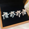 Copper Zircon Enamel Bow Stud Earrings Sweet Elegant Light Luxury Playful Style view 2