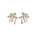 Copper Zircon Enamel Bow Stud Earrings Sweet Elegant Light Luxury Playful Style view 5