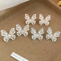 Light Luxury Copper Hollow Butterfly Zircon Enamel Stud Earrings With Silver Posts view 1