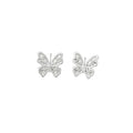 Light Luxury Copper Hollow Butterfly Zircon Enamel Stud Earrings With Silver Posts view 5