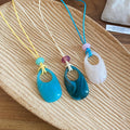 Old Money Style Wax Cord Resin Oval Pendant Sweater Necklace For Women view 4