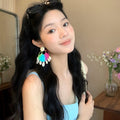 Raffia Woven Shell Stud Earrings For Women Round Geometric Beach Vacation Statement Style view 4