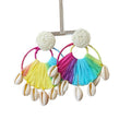 Raffia Woven Shell Stud Earrings For Women Round Geometric Beach Vacation Statement Style view 5