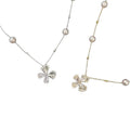 18K Gold Plated Zircon Bow Faux Pearl Flower Necklace Elegant Light Luxury Clavicle Choker view 5