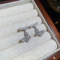 Elegant Butterfly Stud Earrings With Simulated Pearl Zircon Accents And Silver Tone Posts view 4
